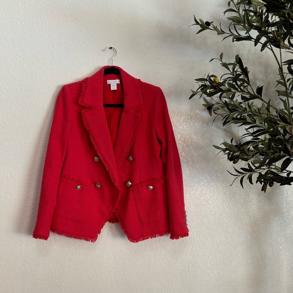 Elegant Red Double-Breasted Blazer